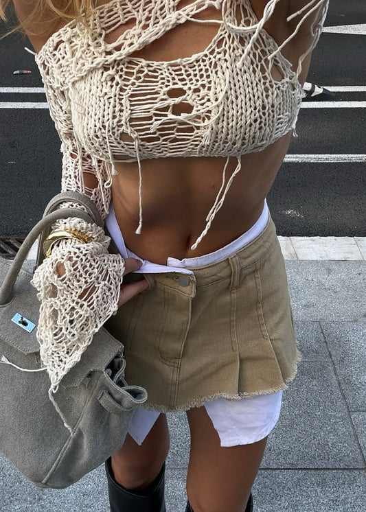 BEIGE JEANS SKIRT