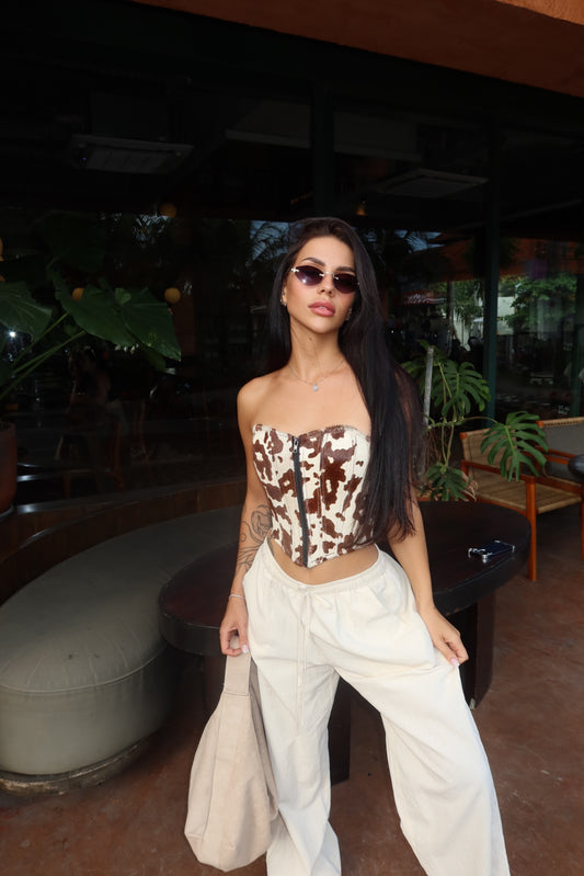 COW PRINT CORSET SHORT