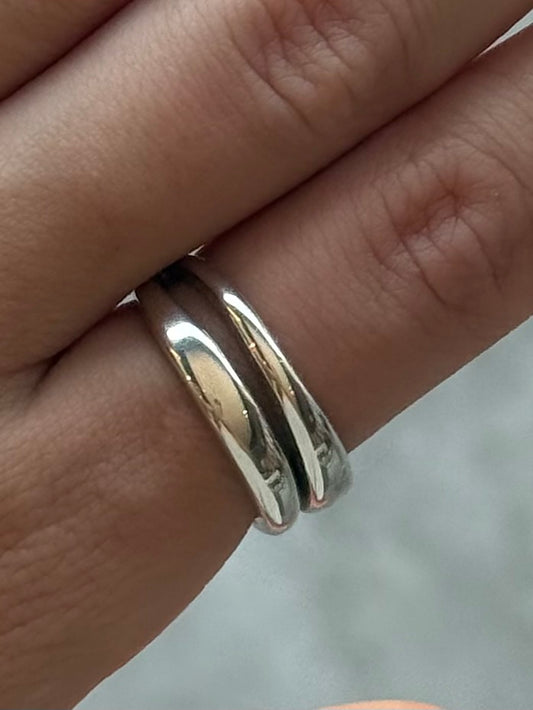 TWIN LINE SILVER RING
