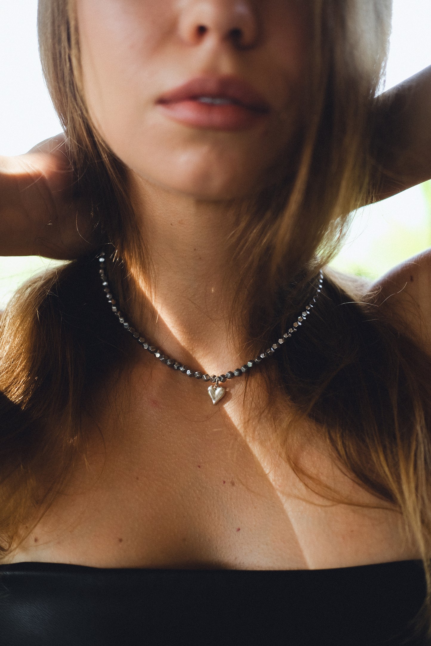 HEART WITH HEMATITE NECKLACE