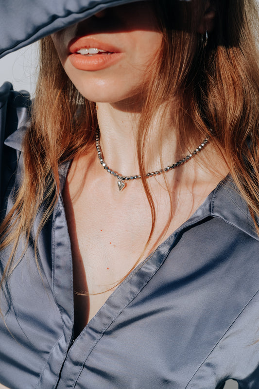 HEART WITH HEMATITE NECKLACE