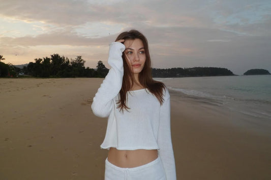 WHITE KNITTED SET