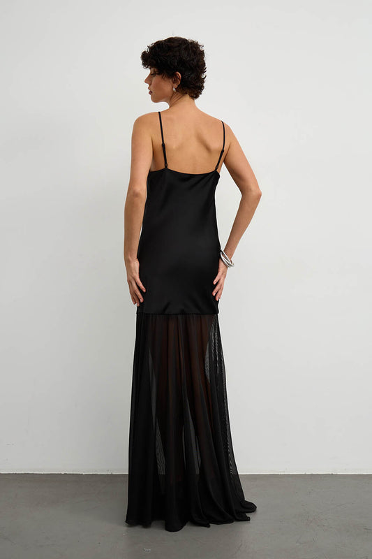 SATIN DRESS WITH MESH