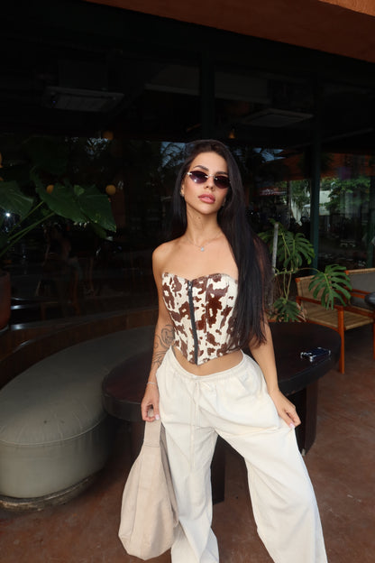 COW PRINT CORSET SHORT