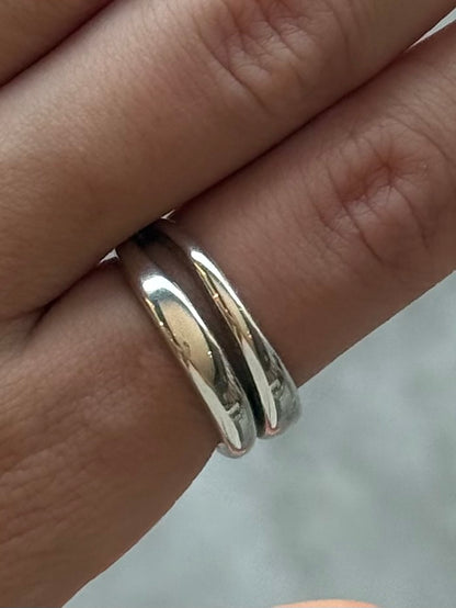 TWIN LINE SILVER RING