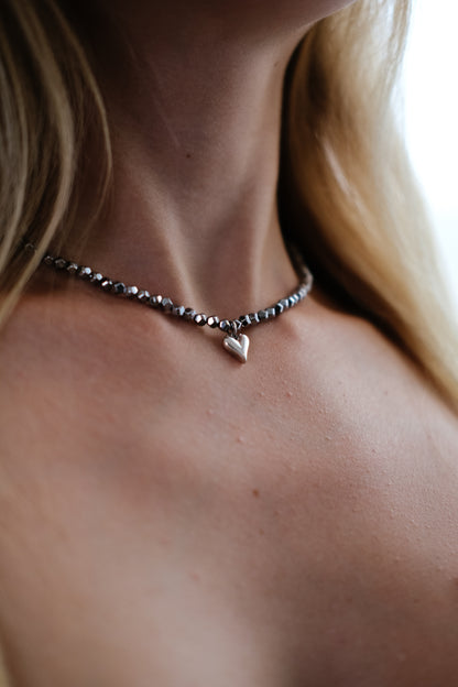HEART WITH HEMATITE NECKLACE