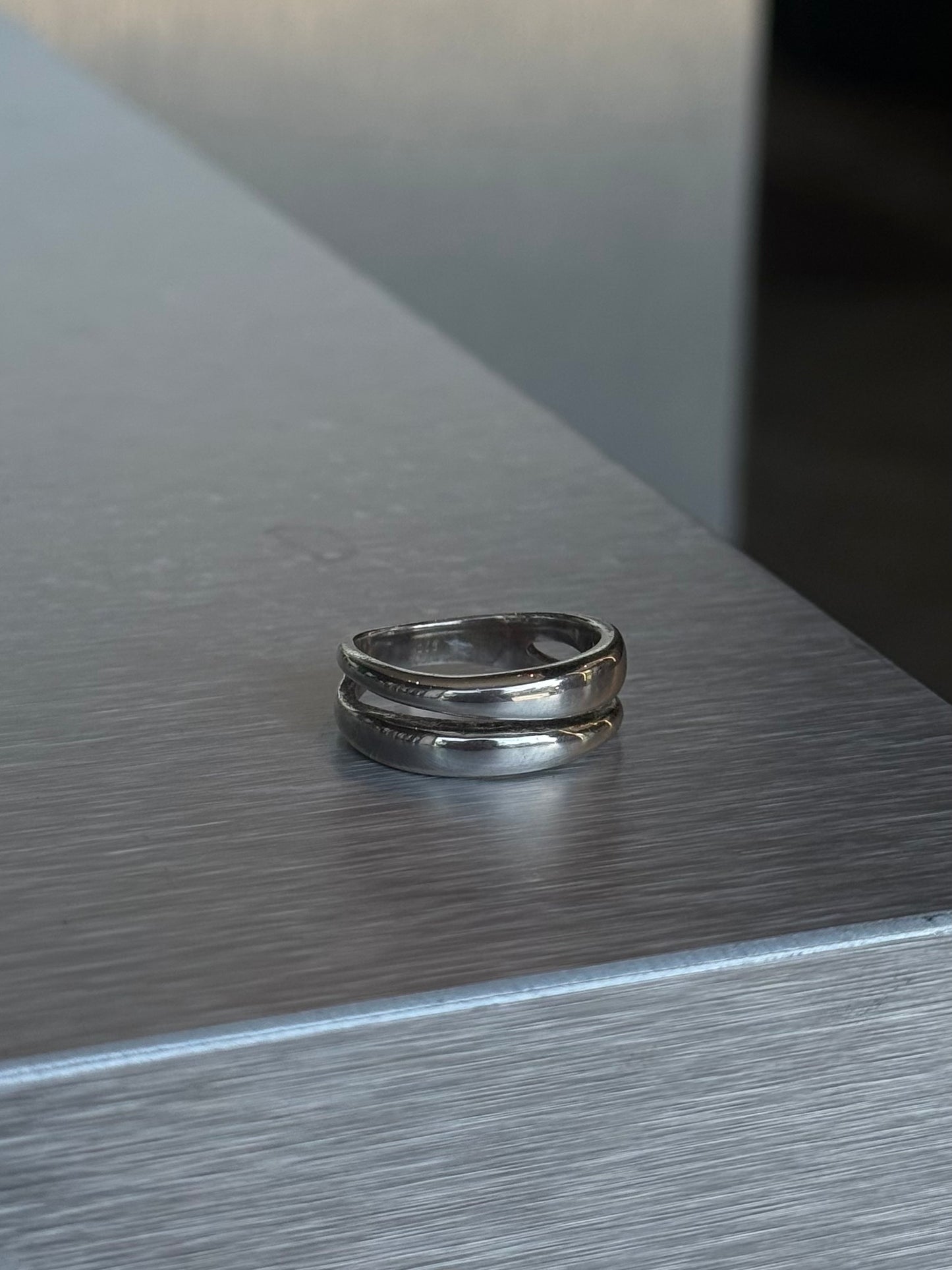 TWIN LINE SILVER RING