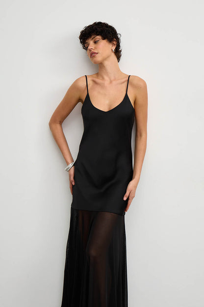 SATIN DRESS WITH MESH