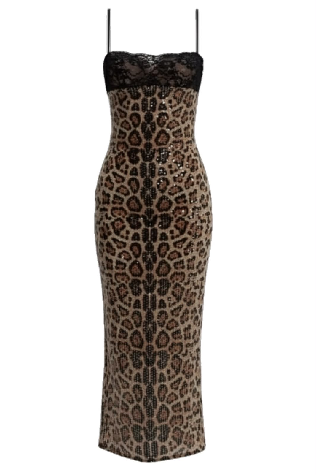SHINNING LEOPARD LACE DRESS