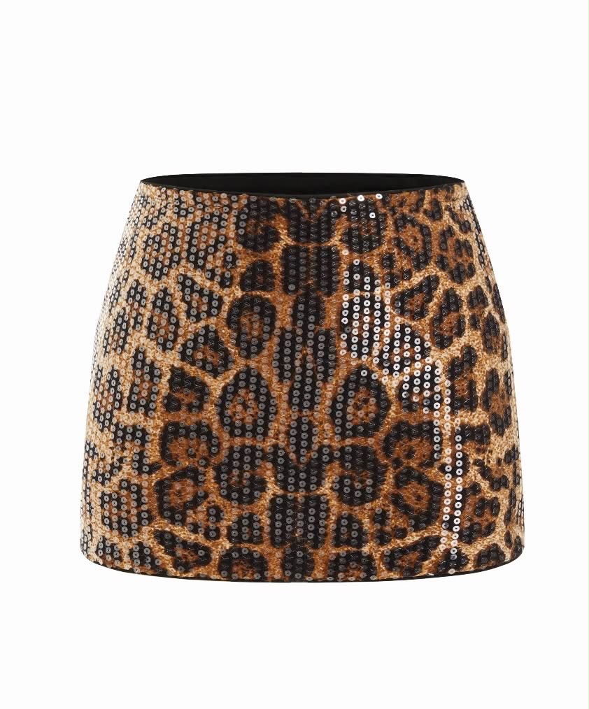 SHINNING LEOPARD SKIRT