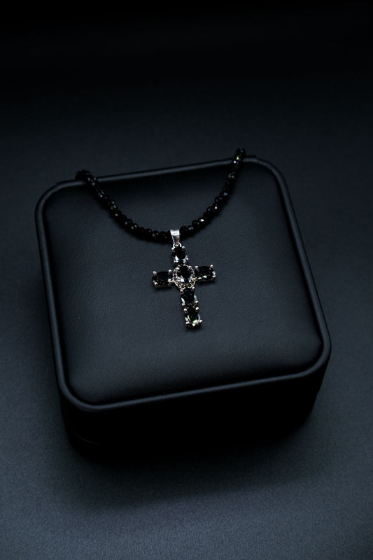 MIDNIGHT CROSS NECKLACE SPINEL