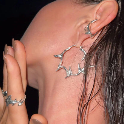 SHARK'S FANG TRIBAL HOOP EARRING