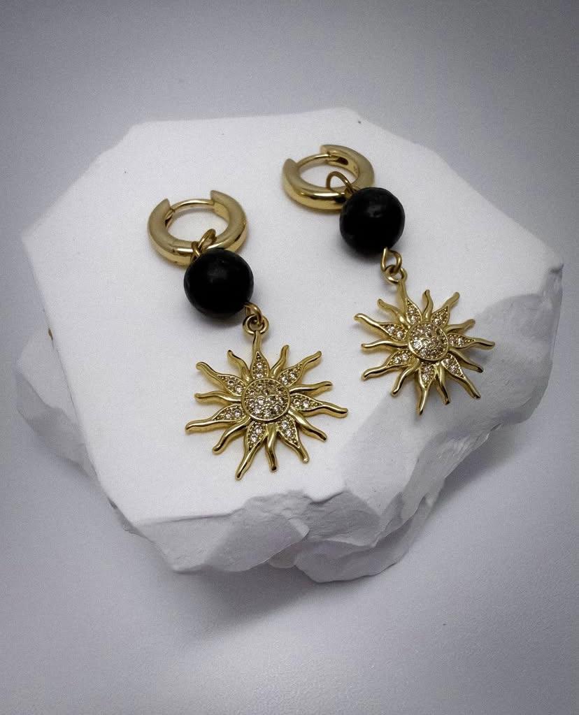 SUN GOLD BLACK EARRINGS