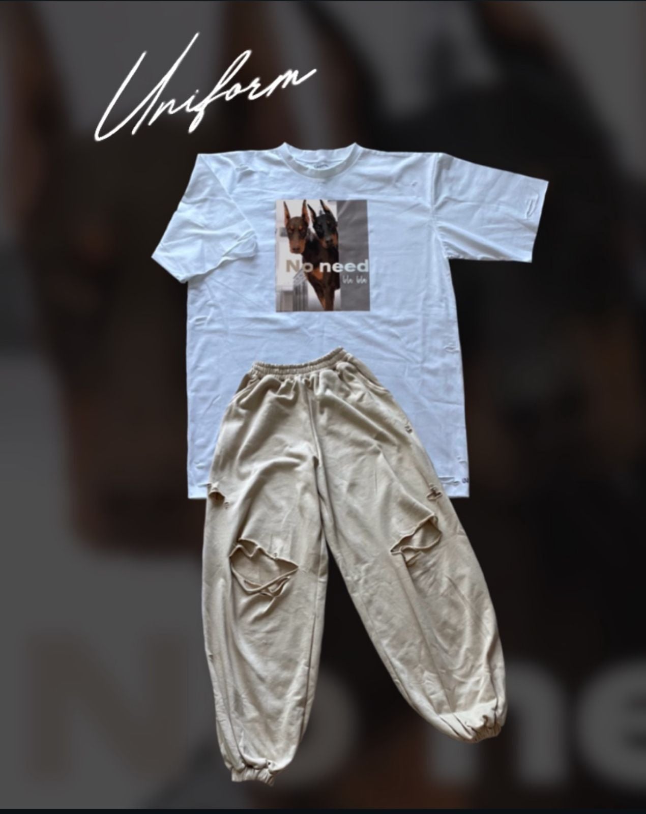 RIPPED PANTS WITH ELASTIC BOTTOM