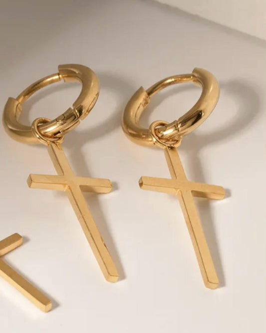 CROSS EARRINGS GOLD